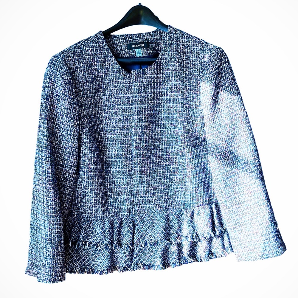 Nine West Metallic Multicolor Jacket With Tiers & Trim, 16 - Picture 8 of 12